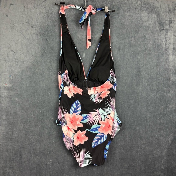EUC DKNY Women’s Floral One Piece Halter tie Swimsuit sz Small - Picture 2 of 5